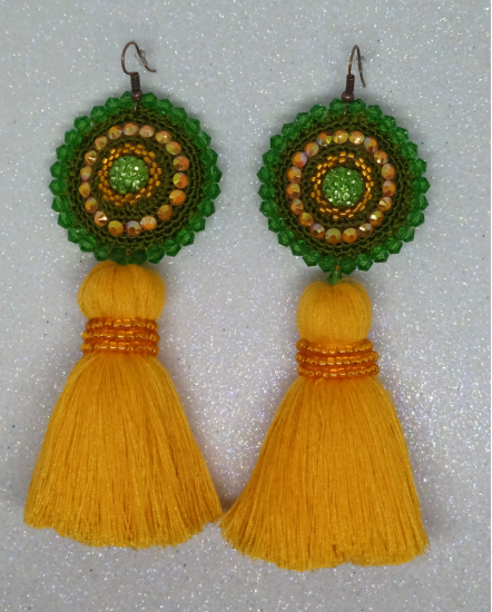 Háčkované  dizajnové náušnice "Sladké mangové suflé"